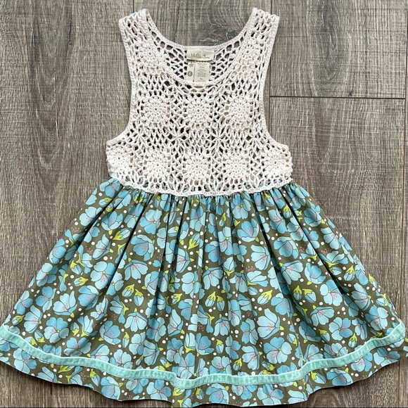 Matilda Jane Other - Matilda Jane Blue/Ivory Flower Crochet Dress